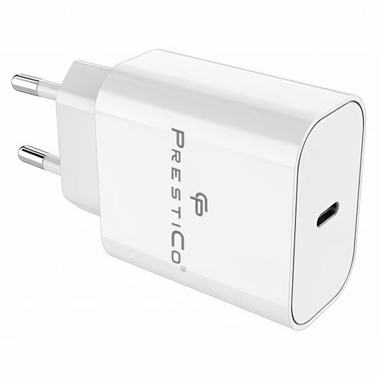 Φορτιστής Δικτύου με Καλώδιο USB-C Prestico F15S-C, 30W, 3A, 1 x USB-C, Λευκό