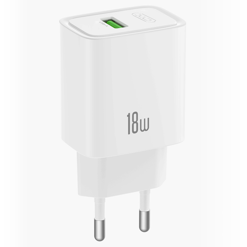 Φορτιστής πρίζας με καλώδιο USB-C XO Design CE50, 18W, 3A, 1 x USB-A, Λευκός