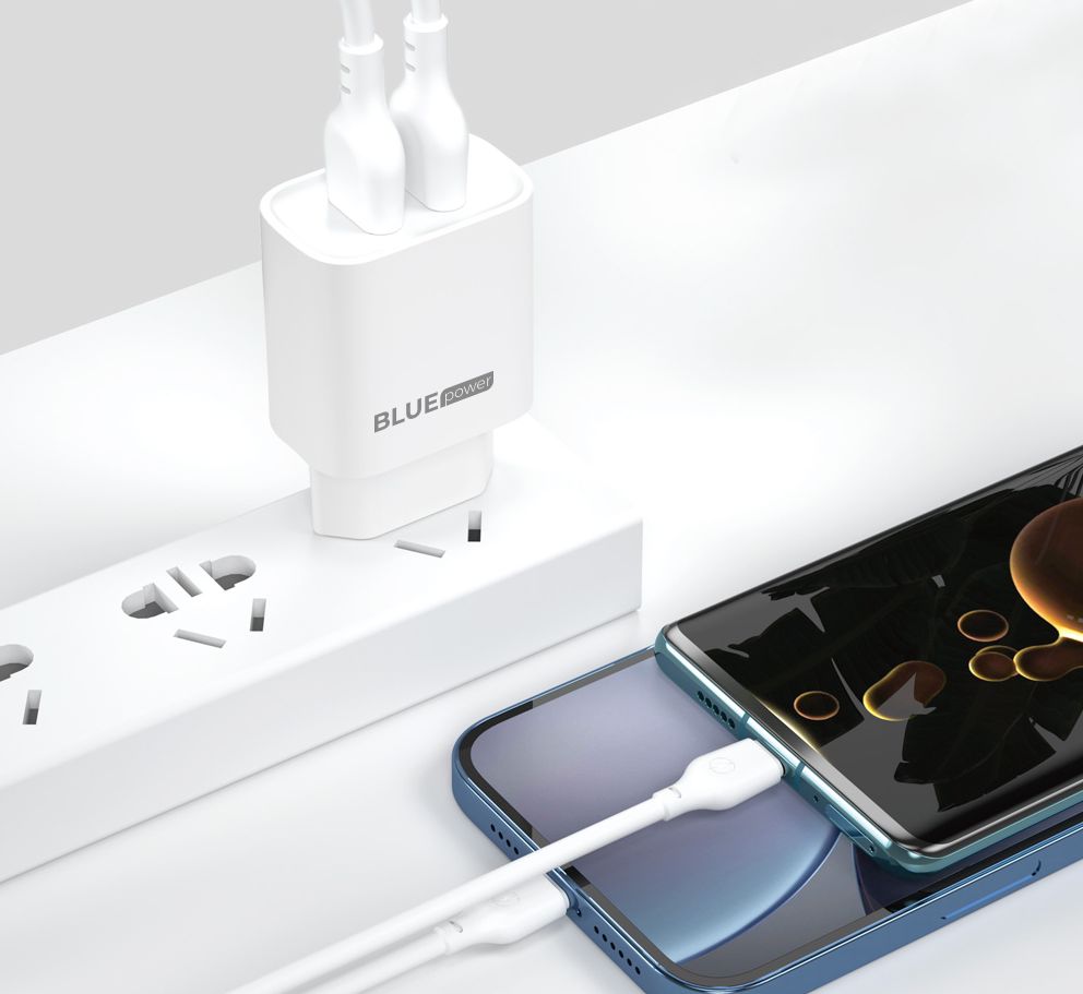Φορτιστής δικτύου Blue Power BPCE02M με καλώδιο microUSB BPCE02M, 10.5W, 2.1A, 2 x USB-A, Λευκό