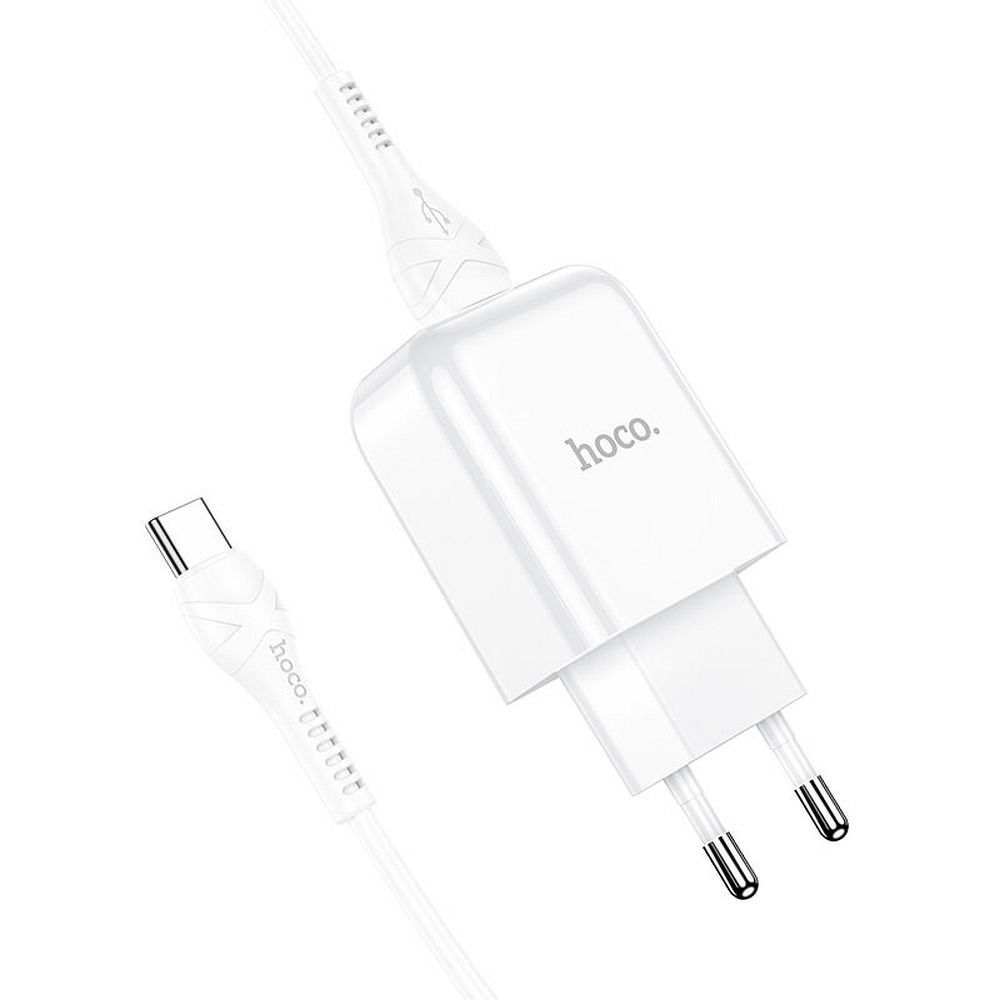 Φορτιστής Δικτύου με Καλώδιο USB-C HOCO N2, 10W, 2A, 1 x USB-A, Λευκό