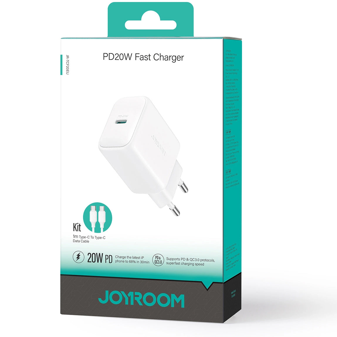 Φορτιστής Δικτύου με Καλώδιο USB-C Joyroom JR-TCF20, 20W, 3A, 1 x USB-C, Λευκό