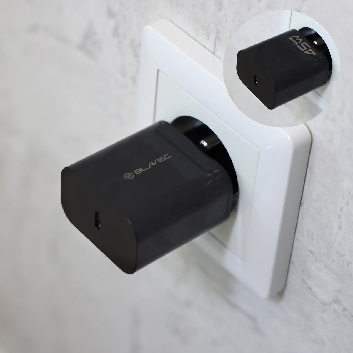 Φορτιστής Δικτύου με Καλώδιο USB-C Blavec BC-7, 45W, 3A, 1 x USB-C, Μαύρο