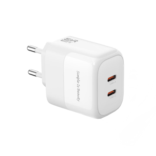 Φορτιστής Δικτύου με Καλώδιο Lightning XO Design L140, 35W, 3A, 2 x USB-C, Λευκό
