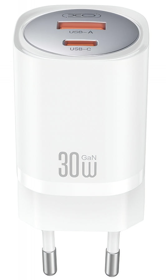 Φορτιστής Δικτύου με Καλώδιο Lightning XO Design CE21, 30W, 3A, 1 x USB-A - 1 x USB-C, Λευκό
