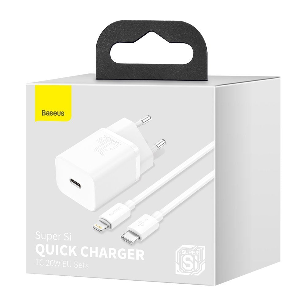 Φορτιστής δικτύου Baseus Super Si με καλώδιο Lightning, 20W, 3A, 1 x USB-C, λευκό TZCCCSUP-B02