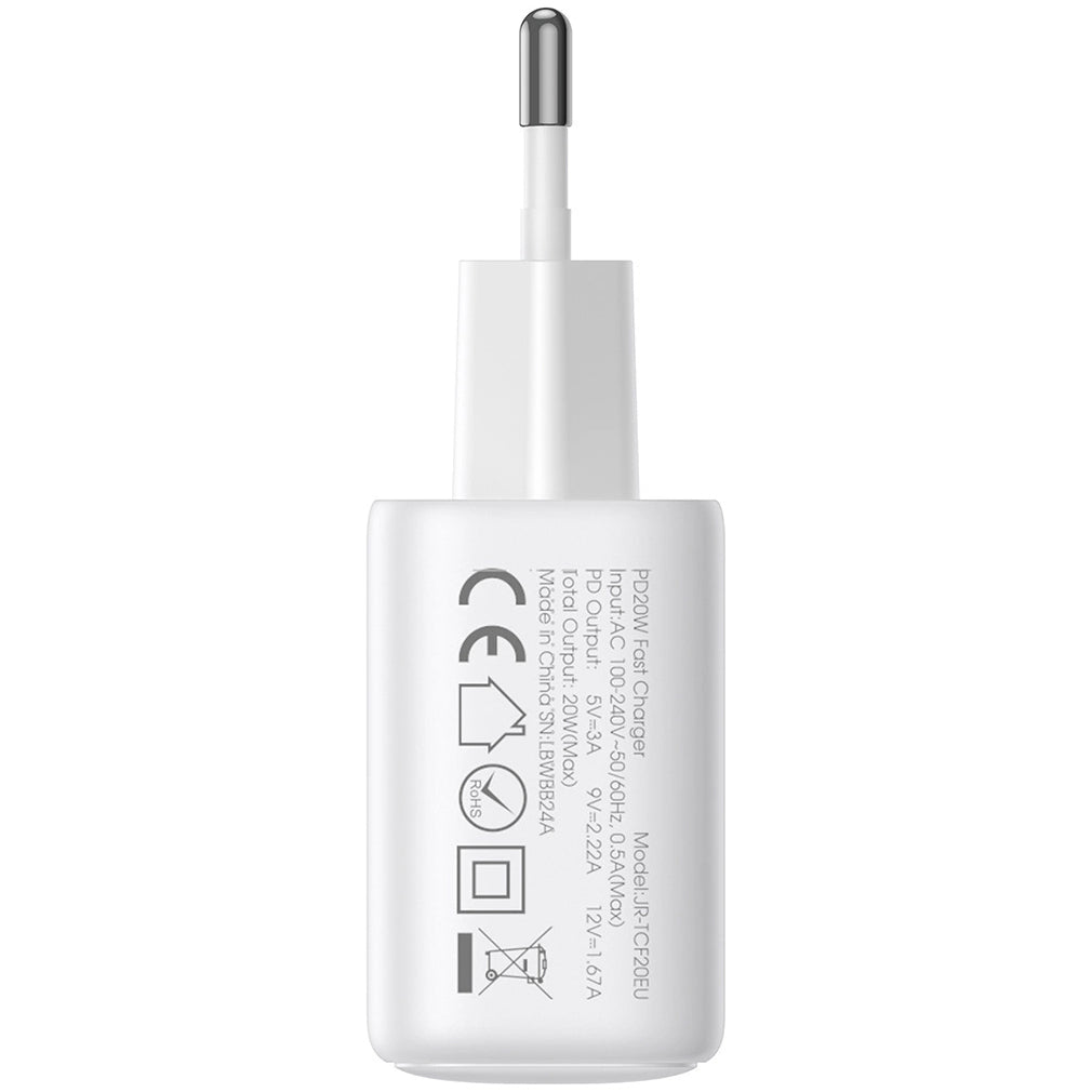 Φορτιστής Δικτύου με Καλώδιο USB-C Joyroom JR-TCF20, 20W, 3A, 1 x USB-C, Λευκό