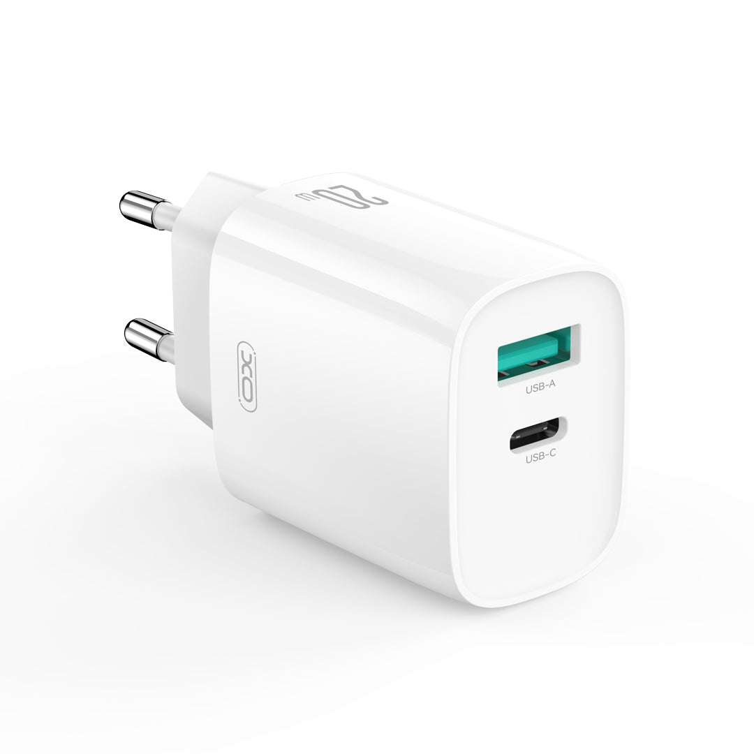 Φορτιστής Δικτύου με Καλώδιο USB-C XO Design CE29, 20W, 3A, 1 x USB-A - 1 x USB-C, Λευκό