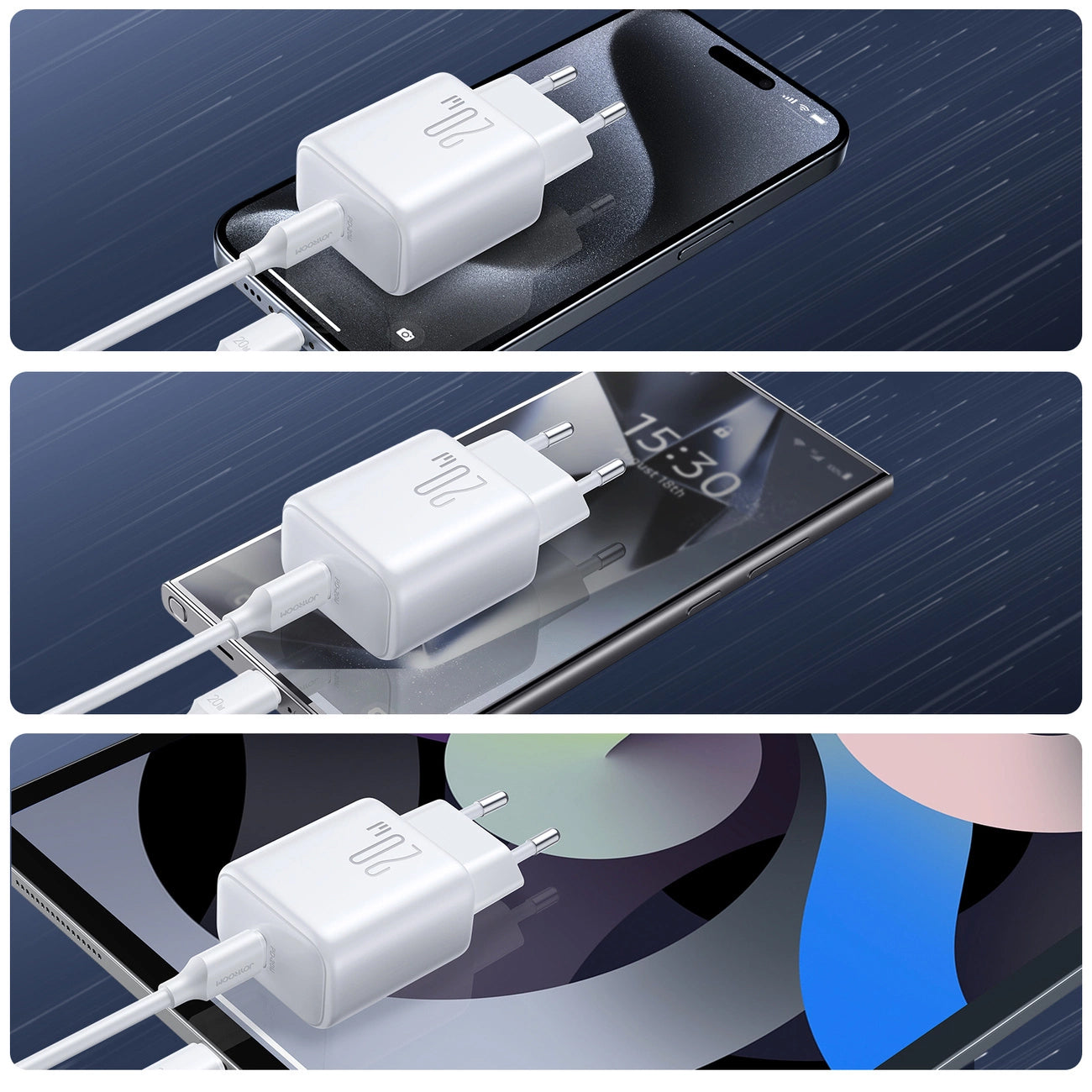 Φορτιστής Δικτύου με Καλώδιο USB-C Joyroom JR-TCF20, 20W, 3A, 1 x USB-C, Λευκό