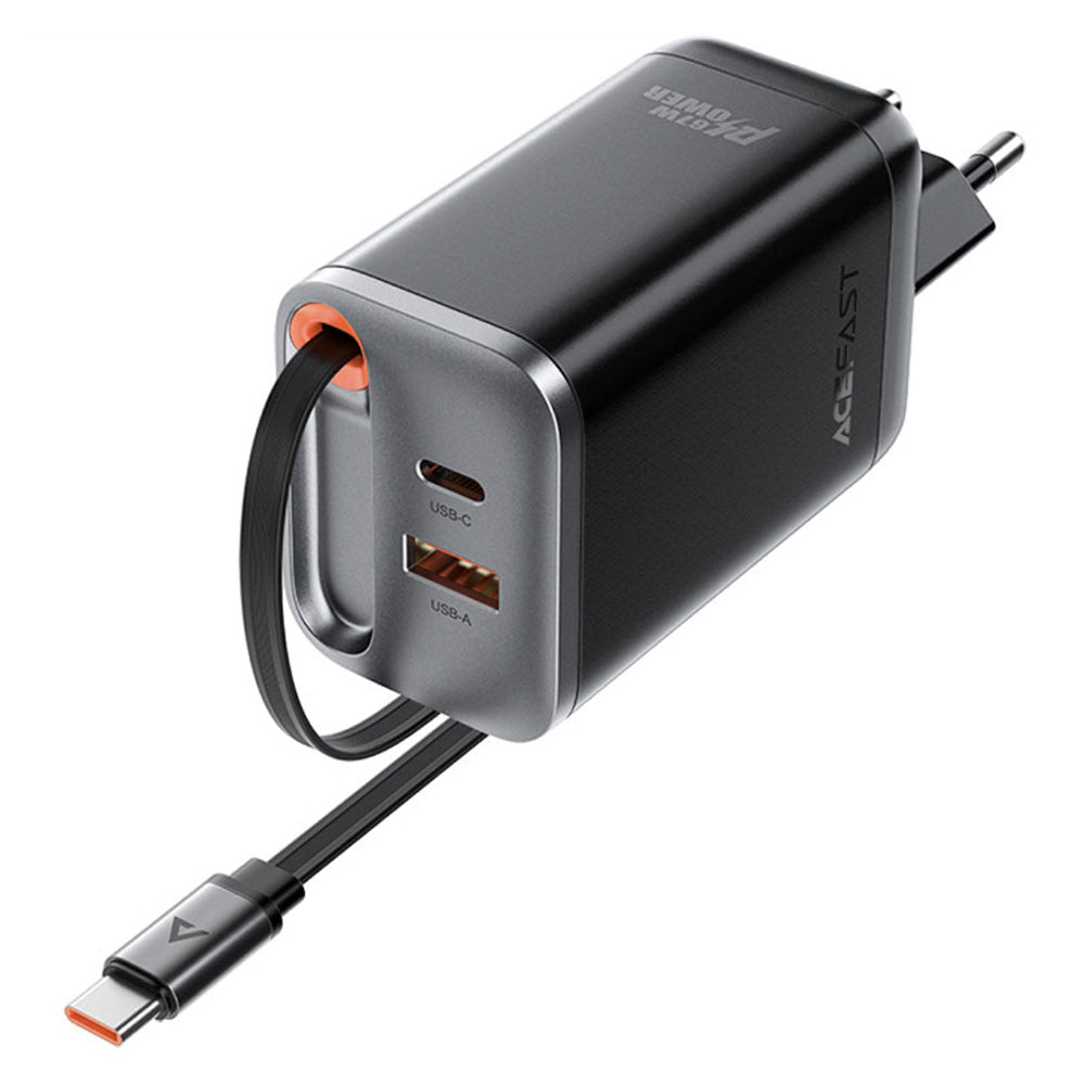 Φορτιστής Δικτύου με Καλώδιο USB-C Acefast A111, 67W, 3A, 1 x USB-A - 1 x USB-C, Μαύρο