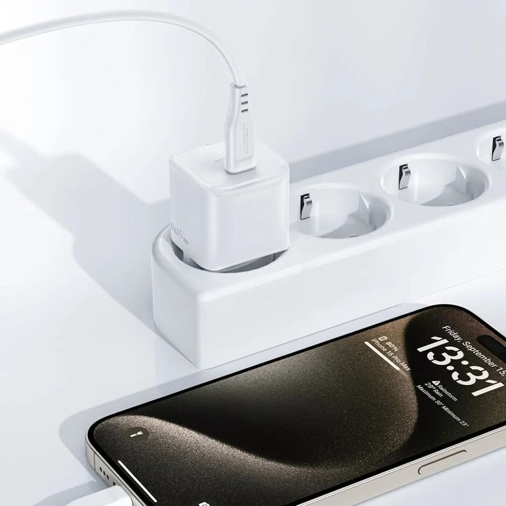 Network Charger with USB-C Cable Acefast A77, 30W, 3A, 1 x USB-C, White