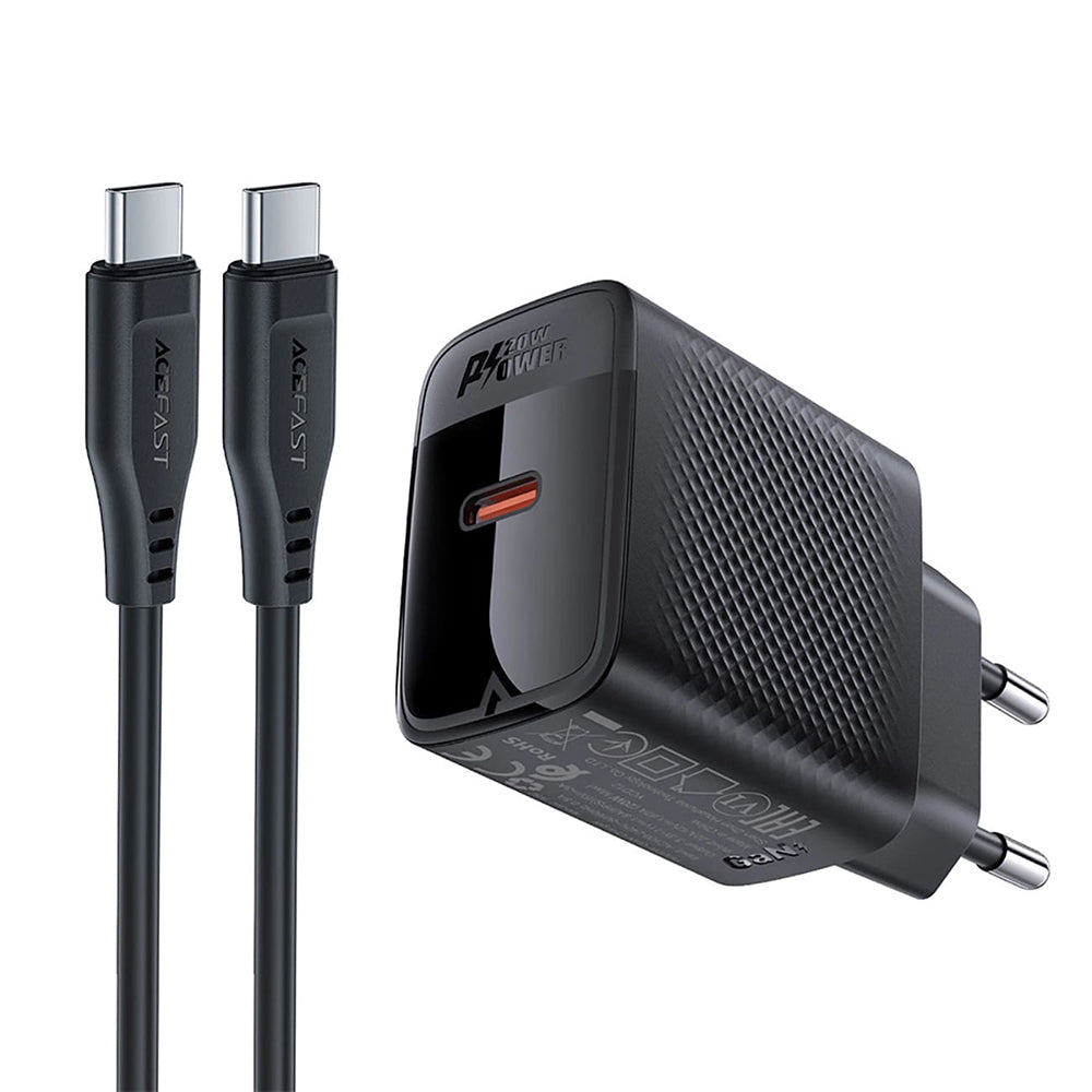Φορτιστής Δικτύου με Καλώδιο USB-C Acefast A82, 20W, 3A, 1 x USB-C, Μαύρο