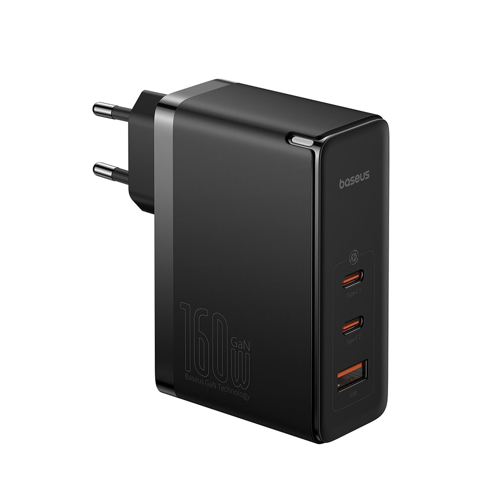 Φορτιστής Δικτύου με Καλώδιο USB-C Baseus GaN5 Pro, 160W, 5A, 1 x USB-A - 2 x USB-C, Μαύρο P10110825113-00