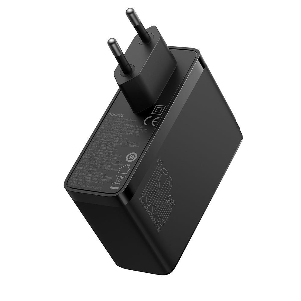 Φορτιστής Δικτύου με Καλώδιο USB-C Baseus GaN5 Pro, 160W, 5A, 1 x USB-A - 2 x USB-C, Μαύρο P10110825113-00