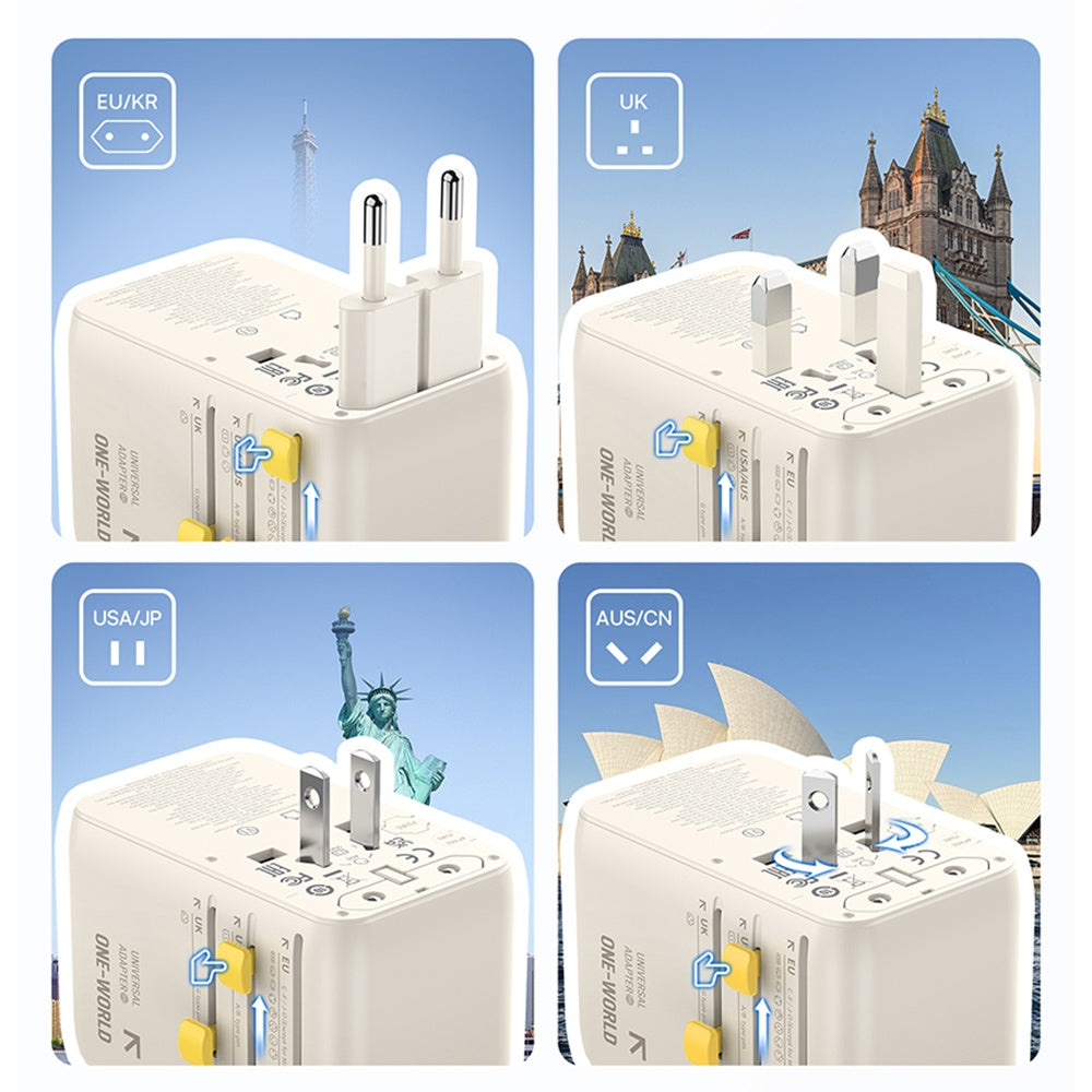 Φορτιστής Δικτύου με Καλώδιο USB-C Baseus Travel EnerCore CG11, 70W, 2 x Πρίζα - 1 x USB-C - 2 x USB-A, Λευκό E0307E01