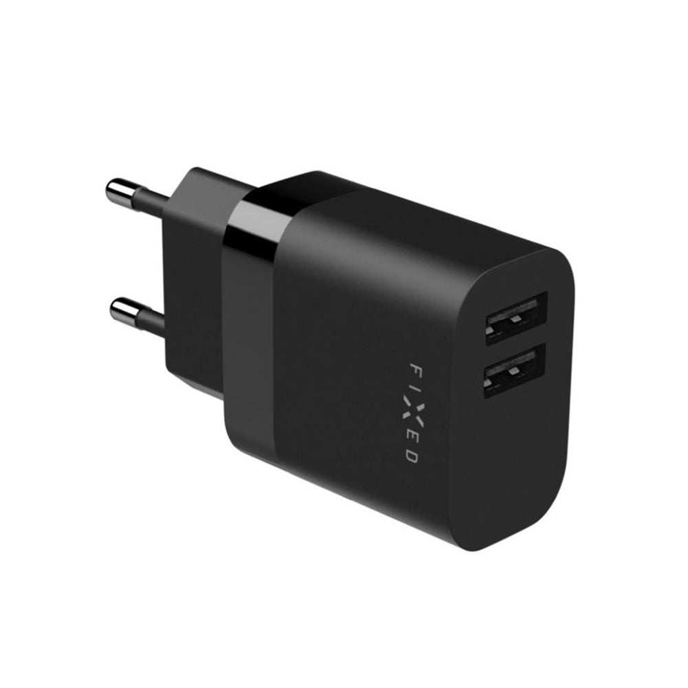 Φορτιστής Δικτύου με Καλώδιο USB-C Fixed, 17W, 3A, 2 x USB-A, Μαύρο