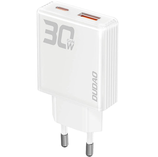 Φορτιστής δικτύου Dudao A30EU, 30W, 3A, 1 x USB-A - 1 x USB-C, Λευκό
