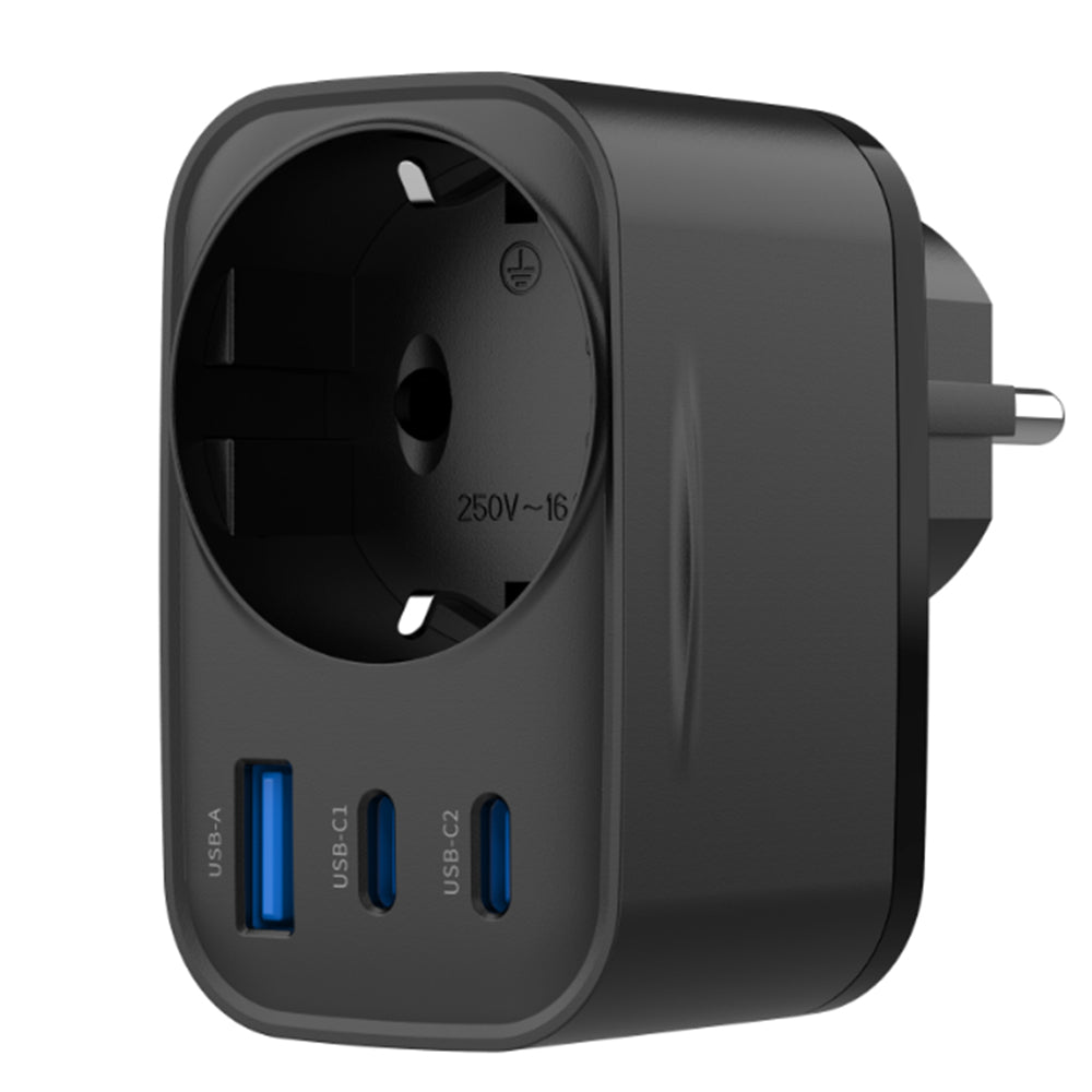 Φορτιστής Δικτύου HAVIT UC142, 30W, 3A, 1 x USB-A - 2 x USB-C - 1 x Schuko, Μαύρο