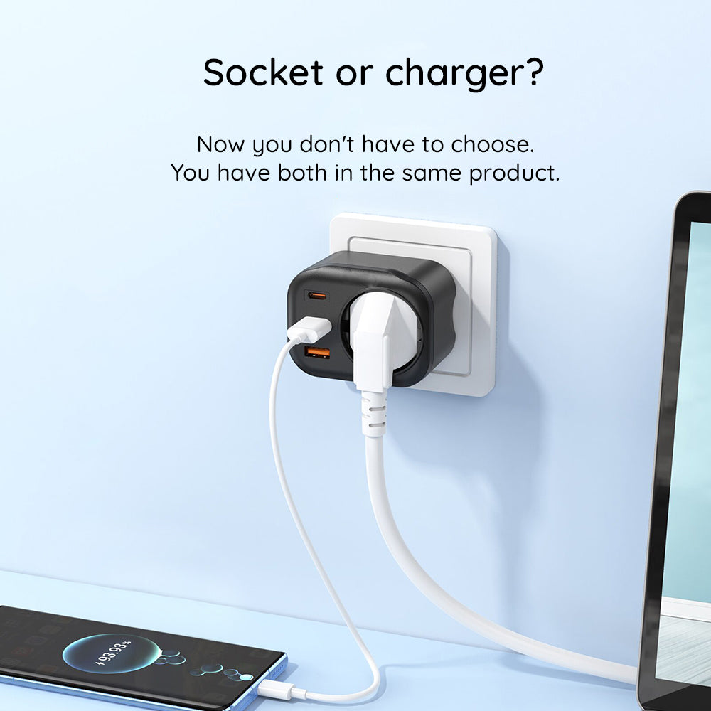 Φορτιστής Δικτύου HAVIT UC142, 30W, 3A, 1 x USB-A - 2 x USB-C - 1 x Schuko, Μαύρο