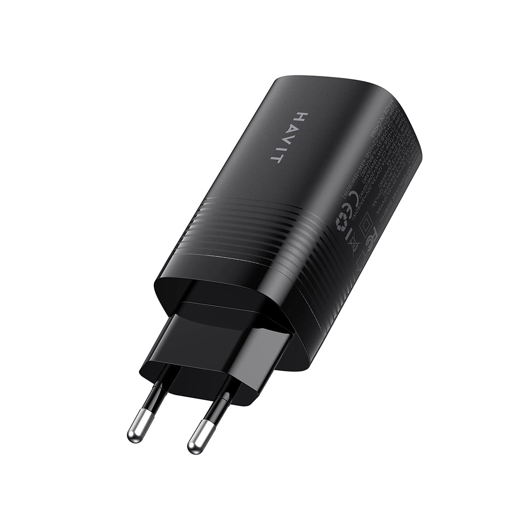 Φορτιστής Δικτύου HAVIT UC20, 65W, 3A, 1 x USB-A - 2 x USB-C, Μαύρο