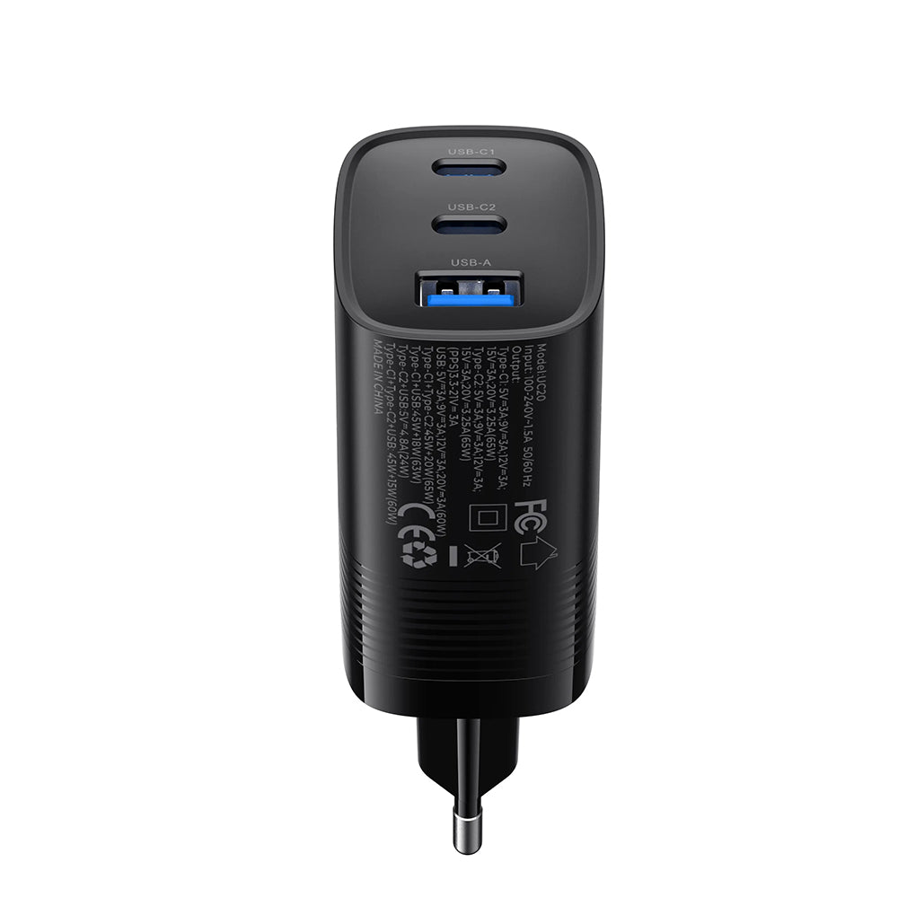 Φορτιστής Δικτύου HAVIT UC20, 65W, 3A, 1 x USB-A - 2 x USB-C, Μαύρο