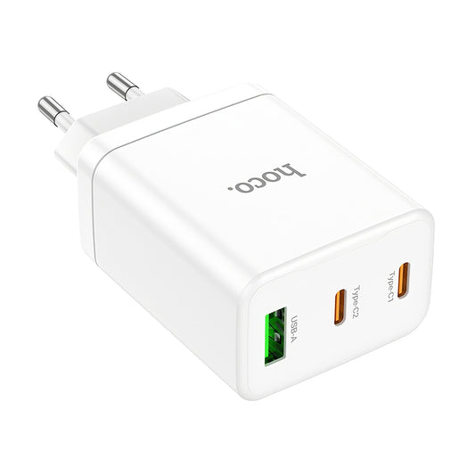 Φορτιστής δικτύου HOCO N33, 35W, 3A, 1 x USB-A - 2 x USB-C, Λευκό