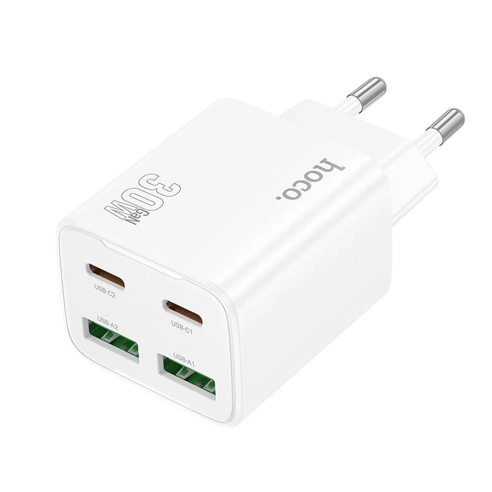 Φορτιστής Δικτύου HOCO N56, 30W, 3A, 2 x USB-A - 2 x USB-C, Λευκό