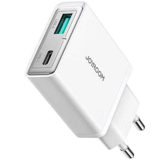 Φορτιστής δικτύου Joyroom JR-TCF14, 20W, 3A, 1 x USB-A - 1 x USB-C, Λευκό