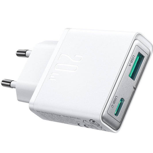 Φορτιστής δικτύου Joyroom JR-TCF14, 20W, 3A, 1 x USB-A - 1 x USB-C, Λευκό