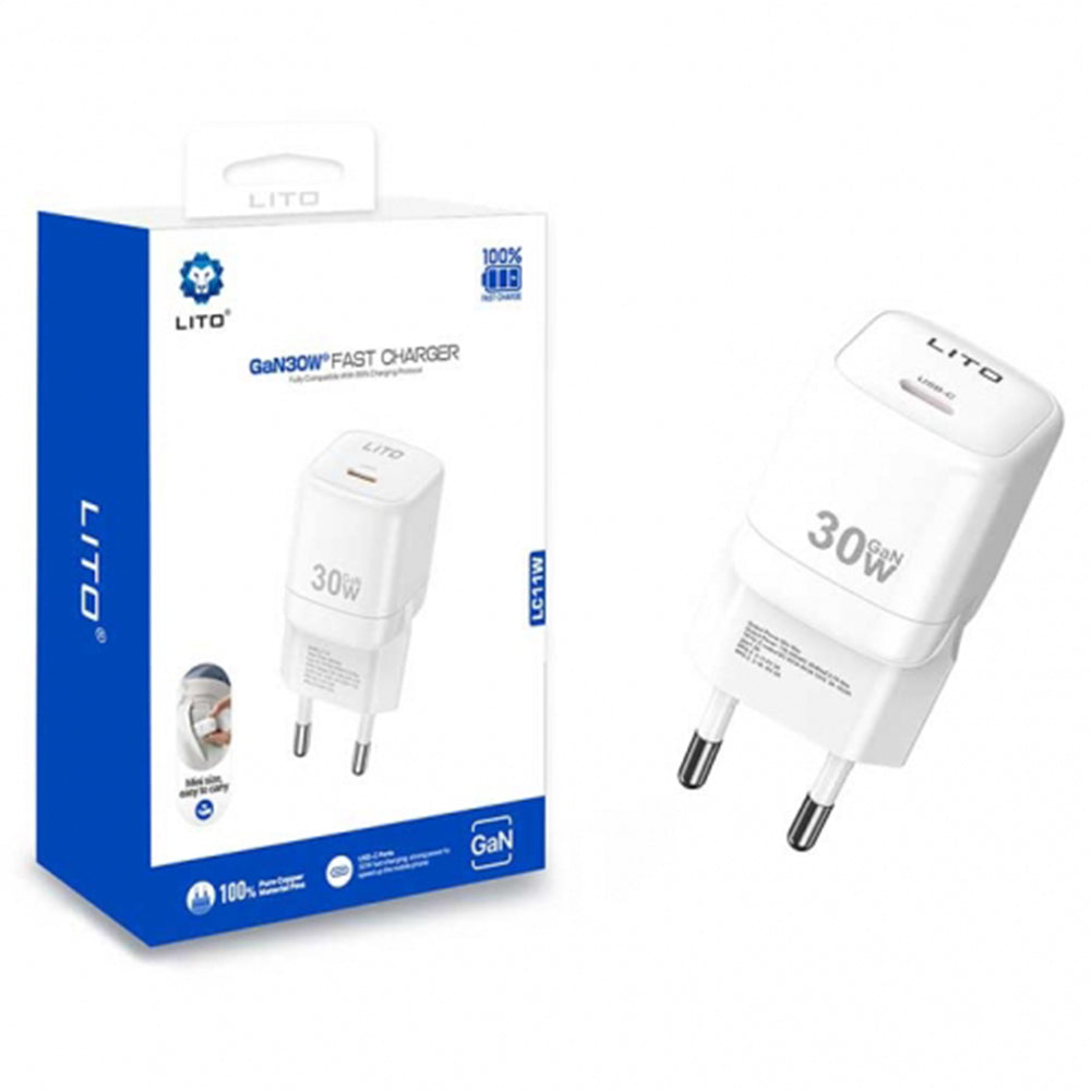 Lito LC11 Network Charger, 30W, 3A, 1 x USB-C, White