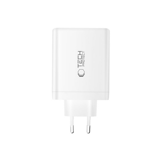 Φορτιστής Δικτύου Tech-Protect NC140W-GAN, 140W, 5A, 1 x USB-A - 3 x USB-C, Λευκό
