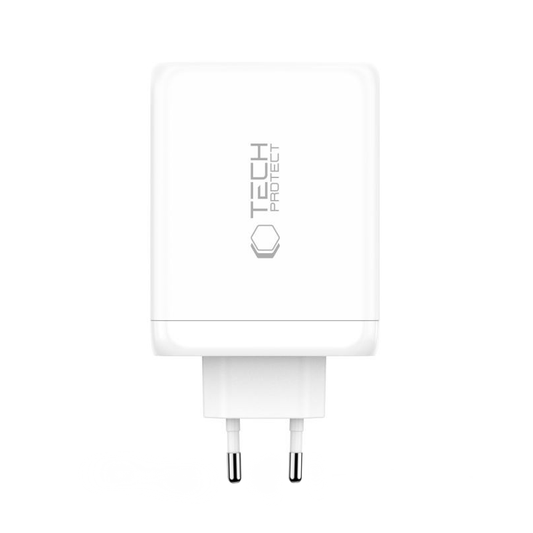 Φορτιστής Δικτύου Tech-Protect NC200W-GAN, 200W, 5A, 1 x USB-A - 3 x USB-C, Λευκό
