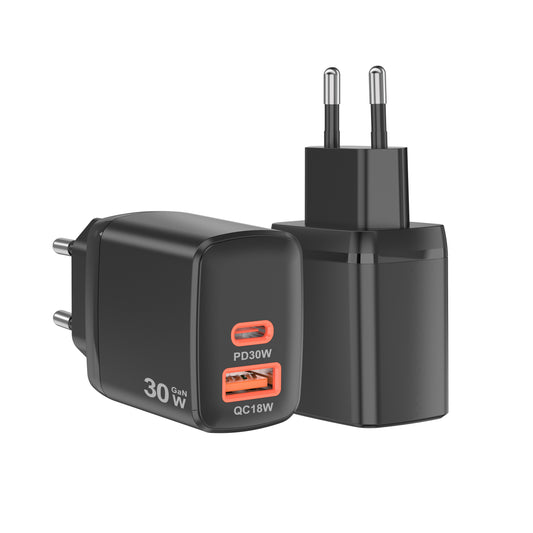 Φορτιστής Δικτύου Techsuit CH1 Duonix, 30W, 3A, 1 x USB-A - 1 x USB-C, Μαύρο