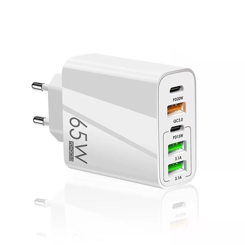 Φορτιστής Δικτύου Techsuit CHC2 PentaXPower, 20W, 3A, 3 x USB-A - 2 x USB-C, Λευκό