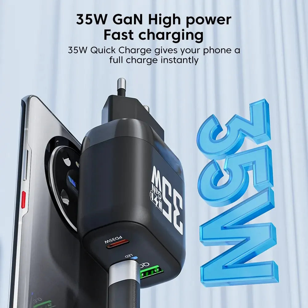 Φορτιστής Δικτύου Techsuit CHPD174, 35W, 3A, 1 x USB-A - 1 x USB-C, Λευκό