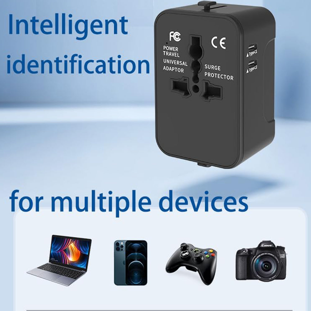 Techsuit HHT202-2C Travel Network Charger, 15W, 3A, 2 x USB-C, Black