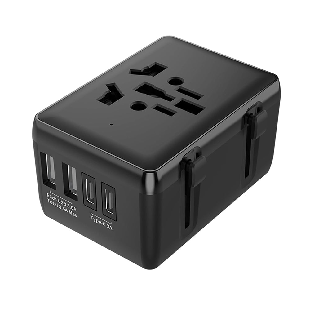 Techsuit HHt204A Travel Network Charger, 15W, 3A, 2 x USB-A - 2 x USB-C, Black