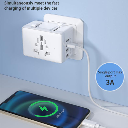Φορτιστής Δικτύου Techsuit HHt204A Travel, 15W, 3A, 2 x USB-A - 2 x USB-C, Μαύρο