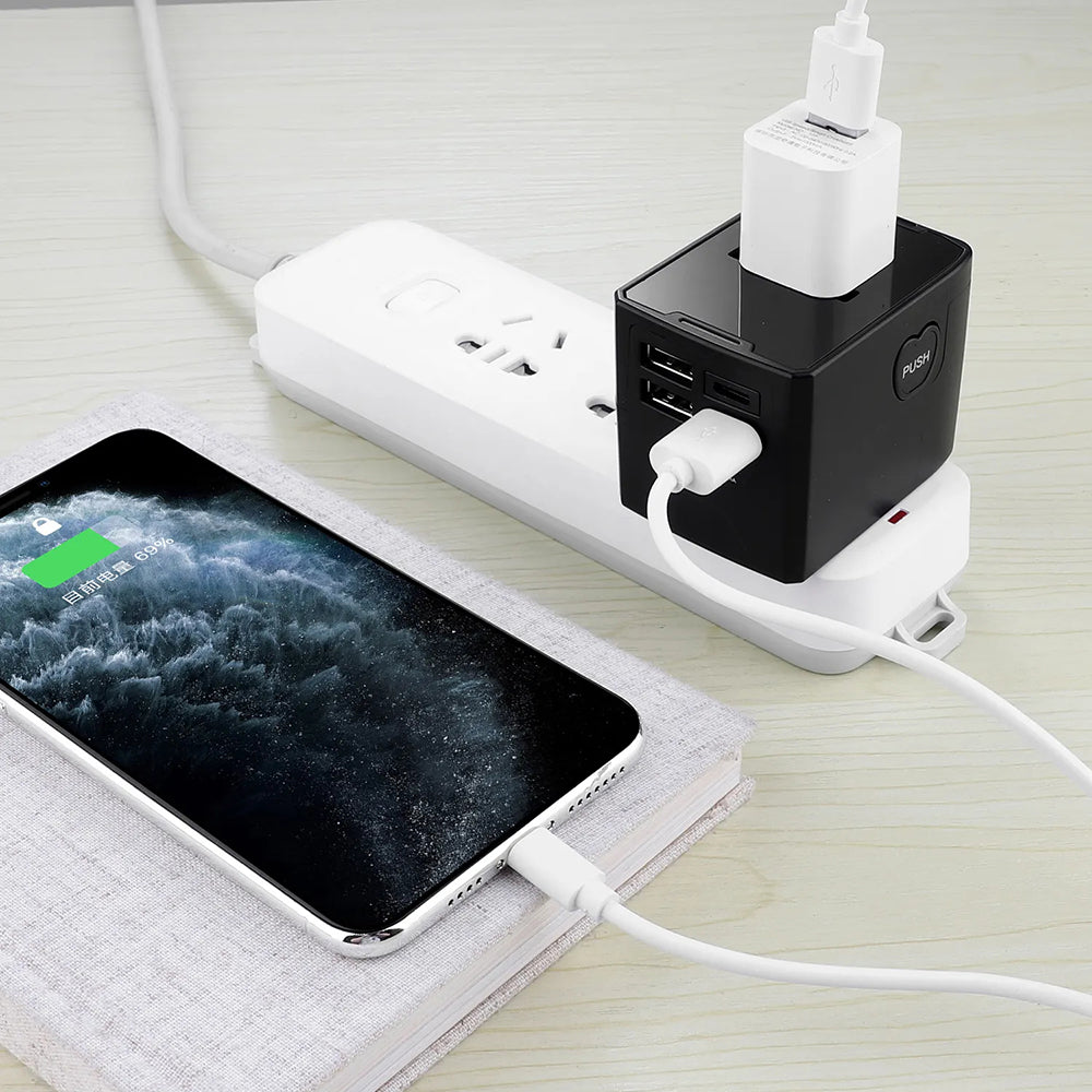 Φορτιστής Δικτύου Techsuit HHT520 Travel, 15W, 3A, 3 x USB-A - 1 x USB-C, Μαύρο
