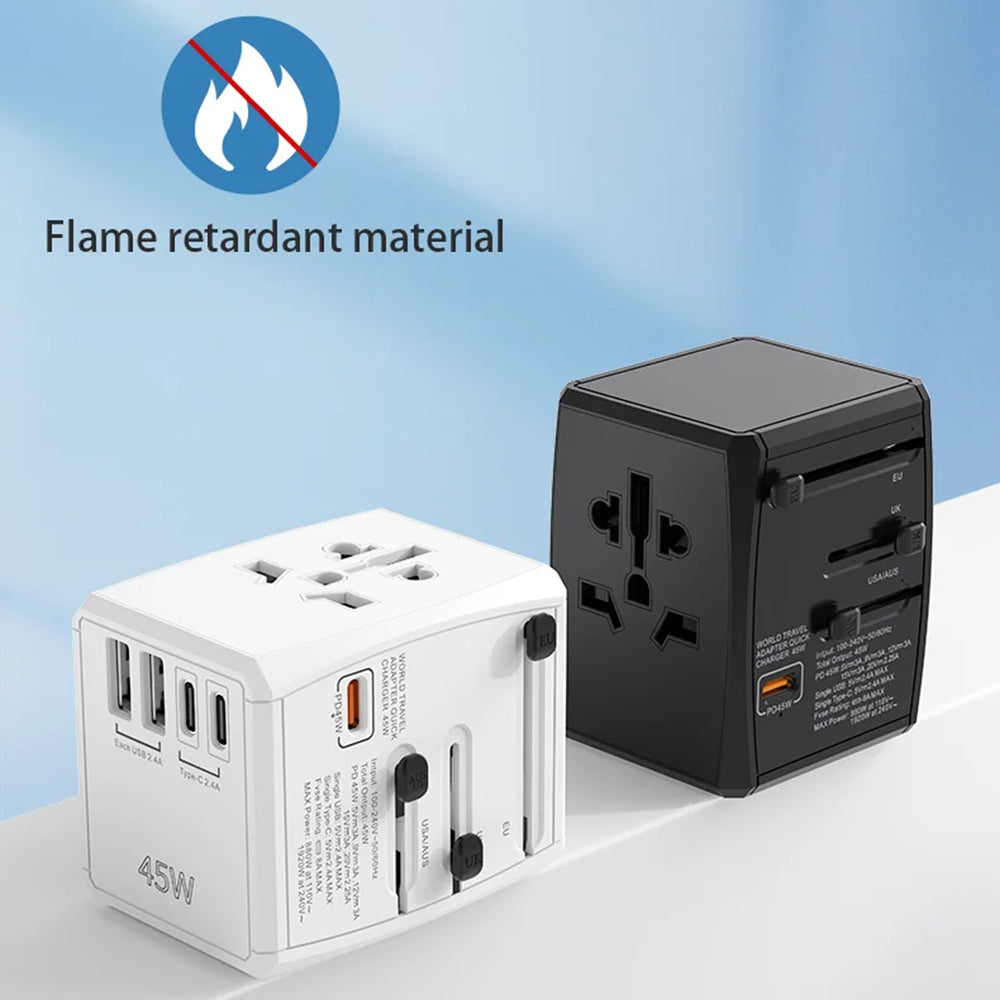 Φορτιστής Δικτύου Techsuit HHT905 Travel, 45W, 3A, 2 x USB-A - 2 x USB-C, Μαύρο