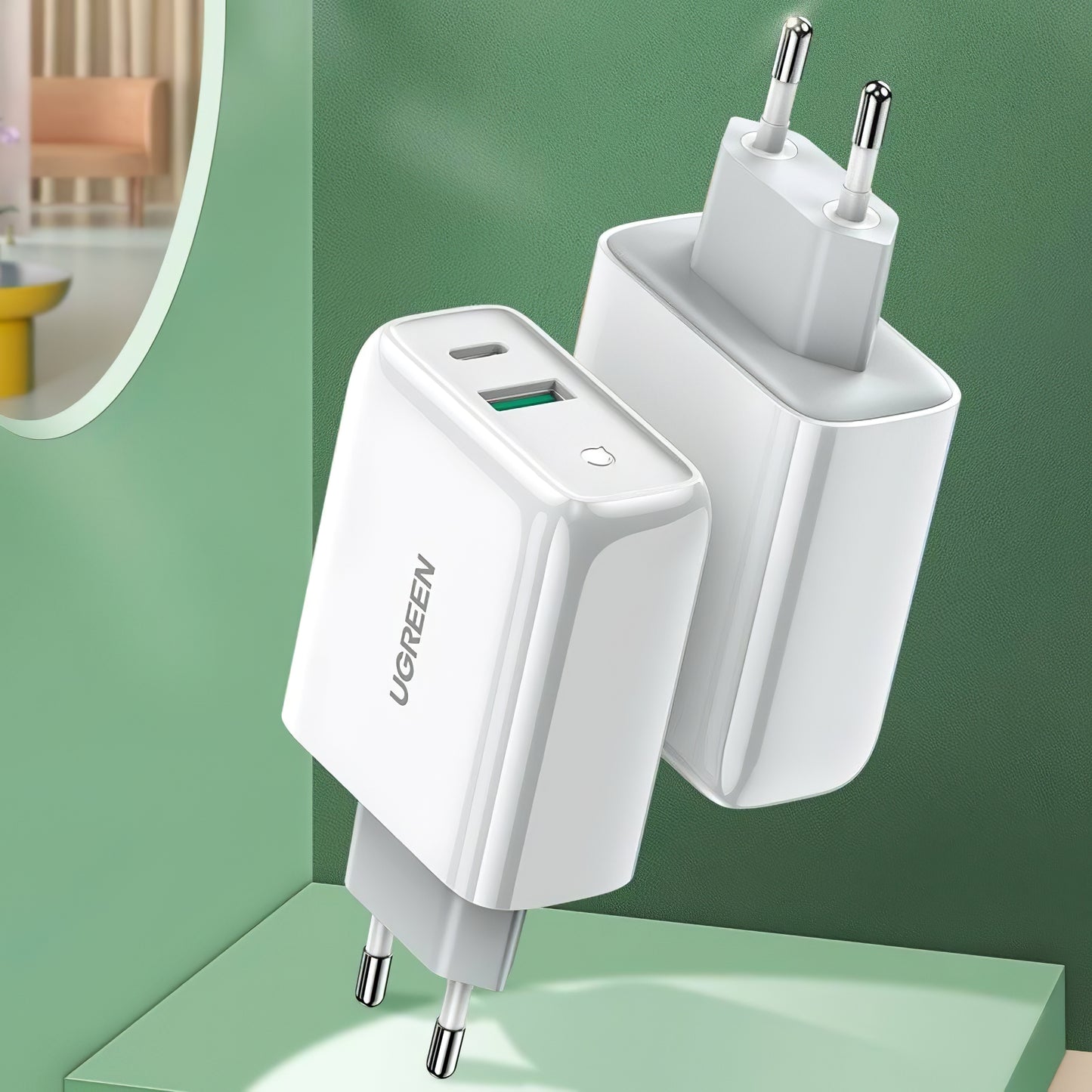 Φορτιστής δικτύου UGREEN CD170, 36W, 3A, 1 x USB-A - 1 x USB-C, Λευκό