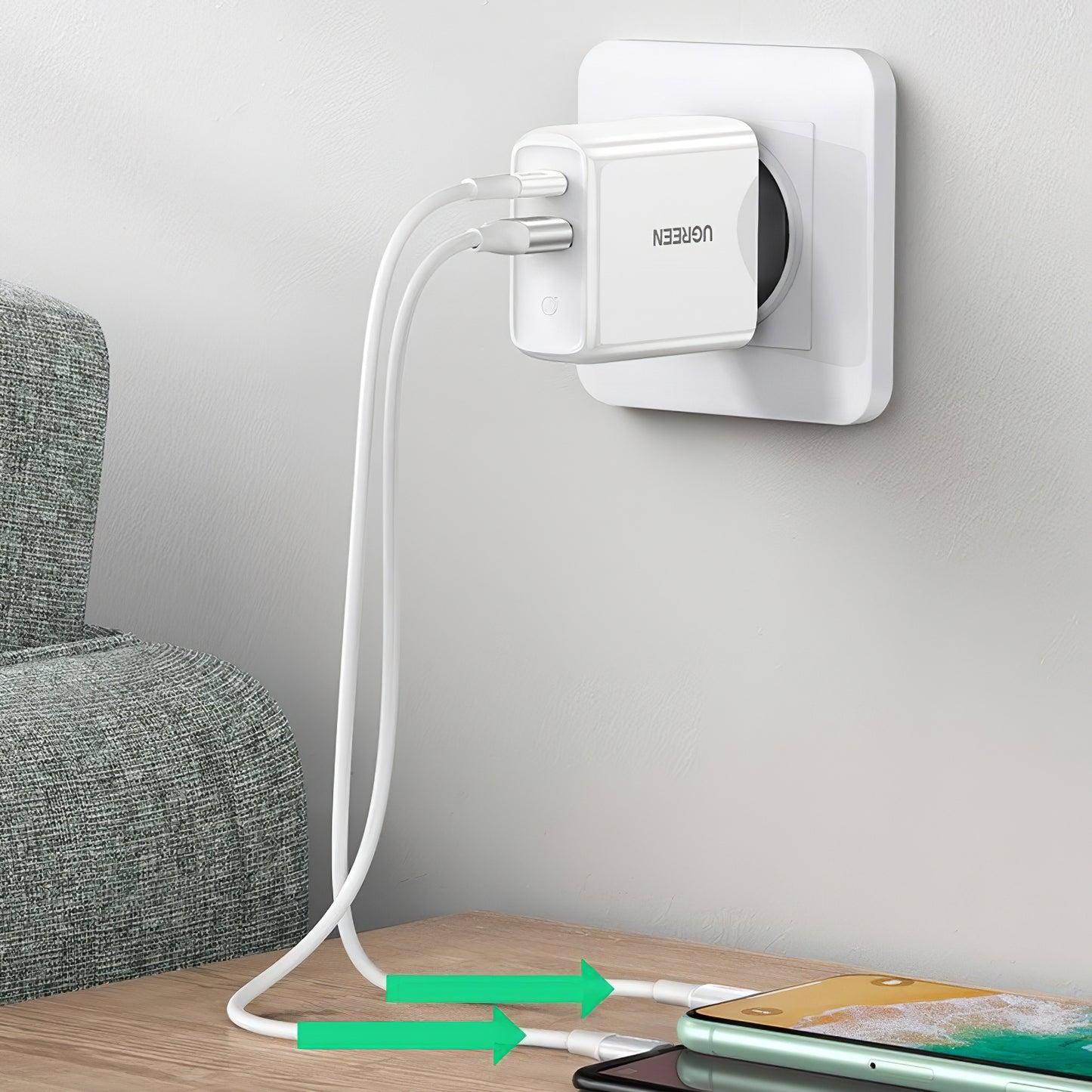 Φορτιστής δικτύου UGREEN CD170, 36W, 3A, 1 x USB-A - 1 x USB-C, Λευκό