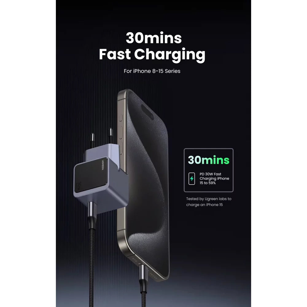 Φορτιστής δικτύου UGREEN X503 Nexode Air, 30W, 3A, 1 x USB-C, γκρι