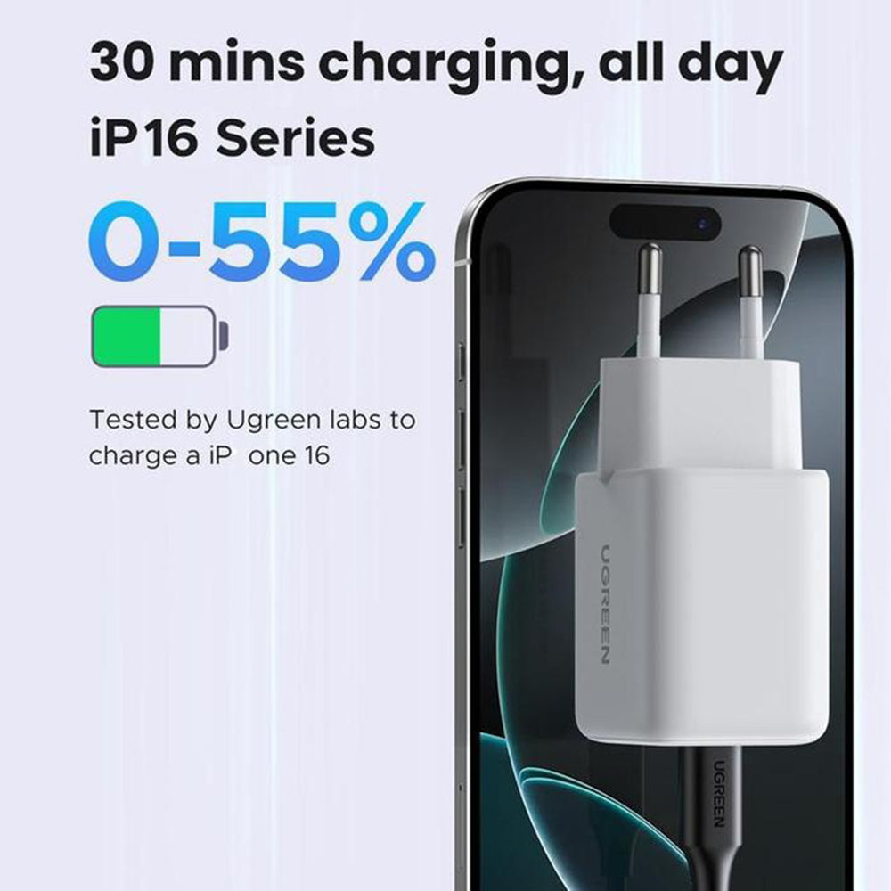 Φορτιστής Δικτύου UGREEN X516, 30W, 3A, 1 x USB-A - 1 x USB-C, Μπλε