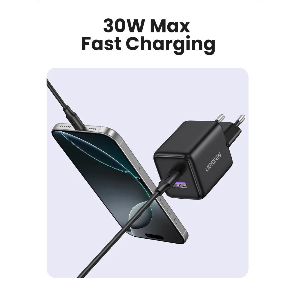 Φορτιστής Δικτύου UGREEN X516, 30W, 3A, 1 x USB-A - 1 x USB-C, Ροζ