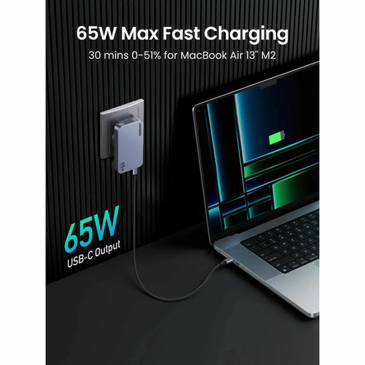 Φορτιστής δικτύου UGREEN X753 Nexode Pro, 65W, 3A, 1 x USB-A - 2 x USB-C, γκρι