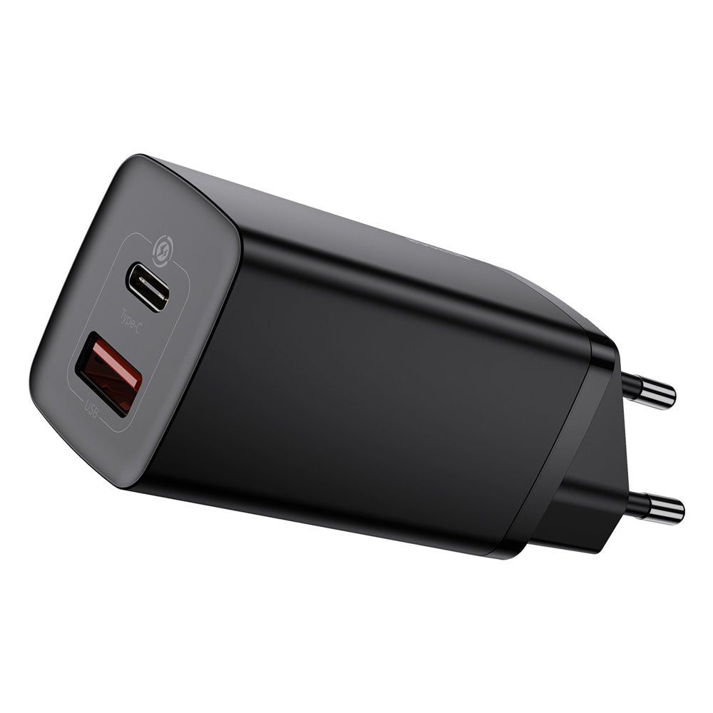 Φορτιστής δικτύου Baseus GaN2 Lite, 65W, 3A, 1 x USB-A - 1 x USB-C, Μαύρο CCGAN2L-B01