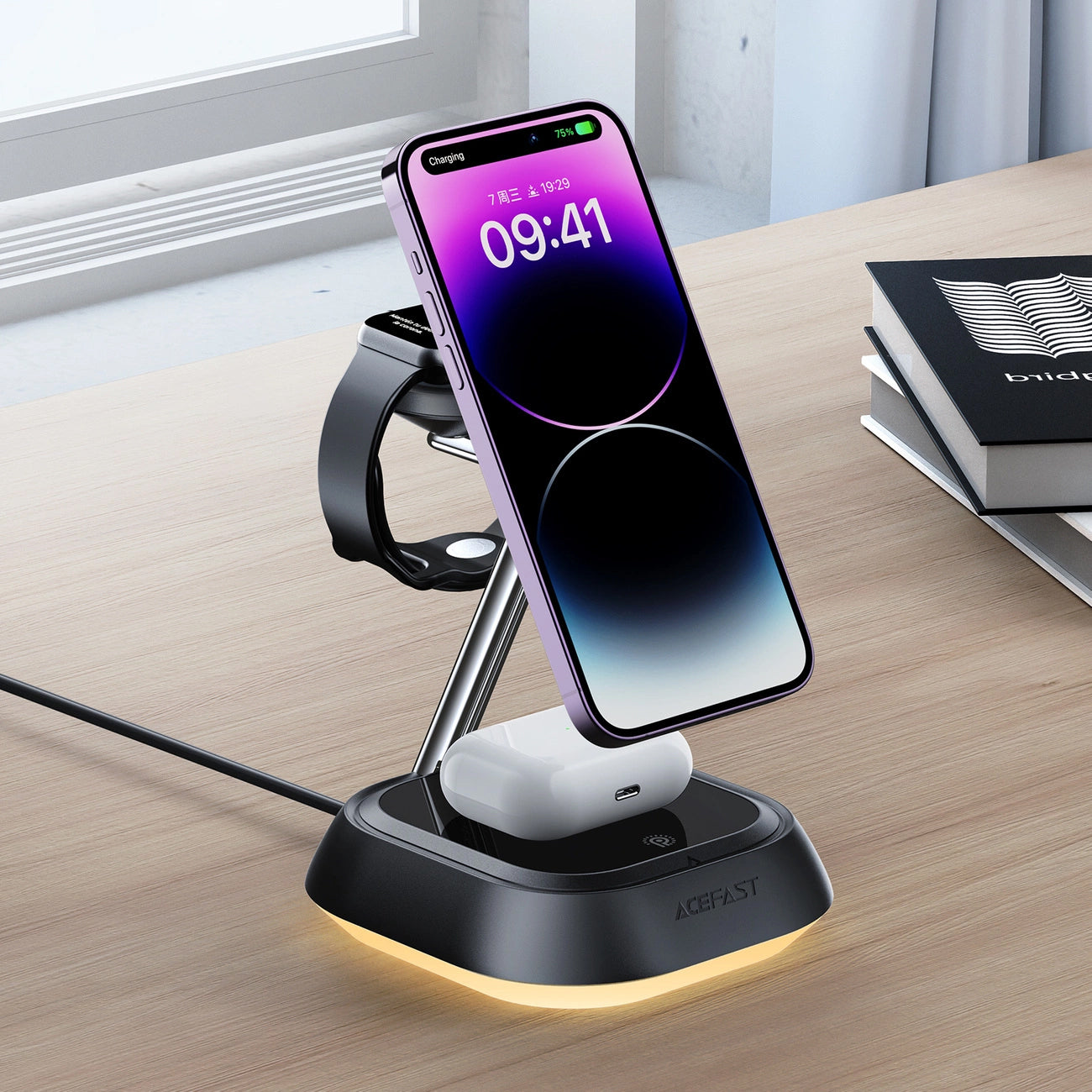 Φορτιστής Δικτύου Wireless Acefast E16 3σε1, 15W, 1.67A, Μαύρο