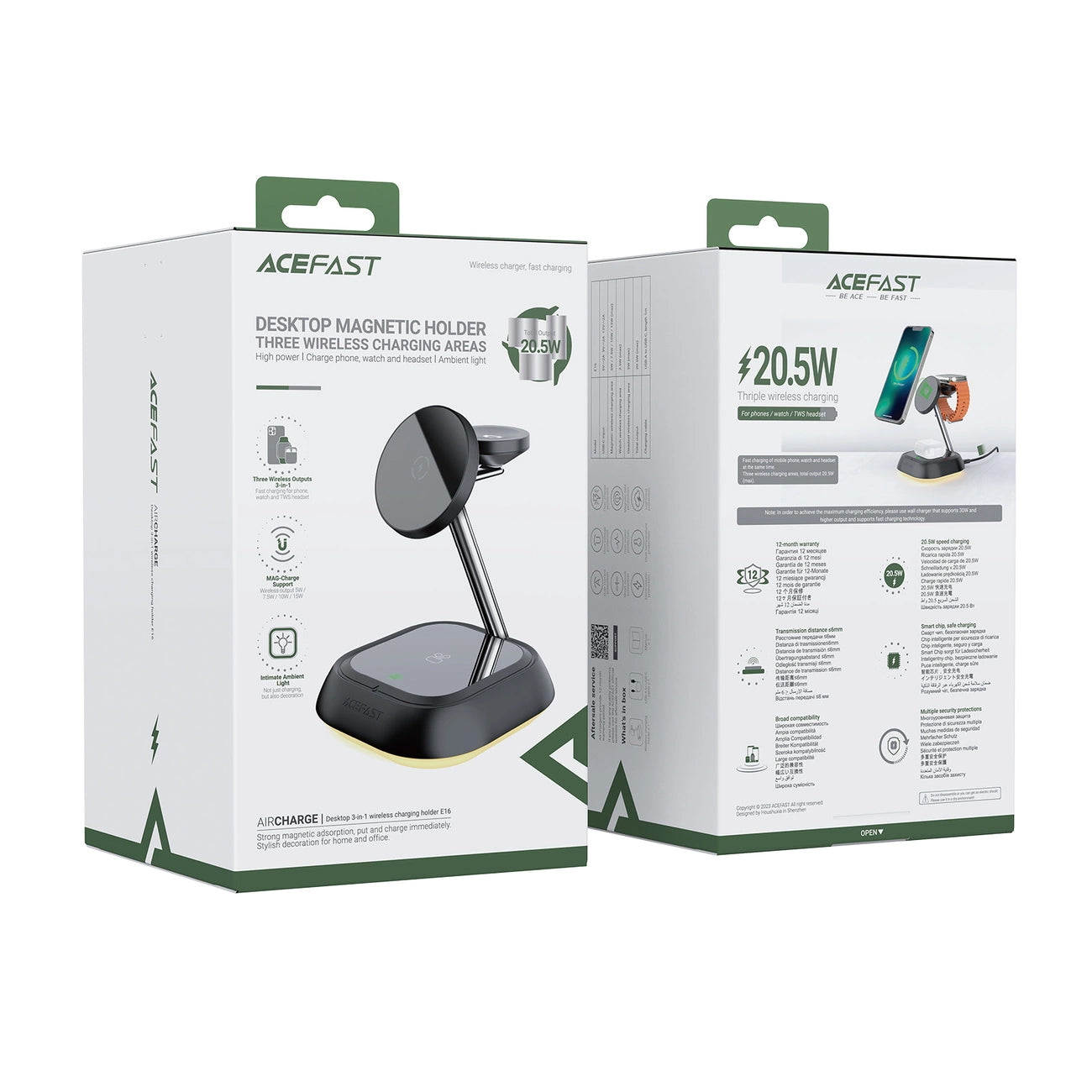 Φορτιστής Δικτύου Wireless Acefast E16 3σε1, 15W, 1.67A, Μαύρο