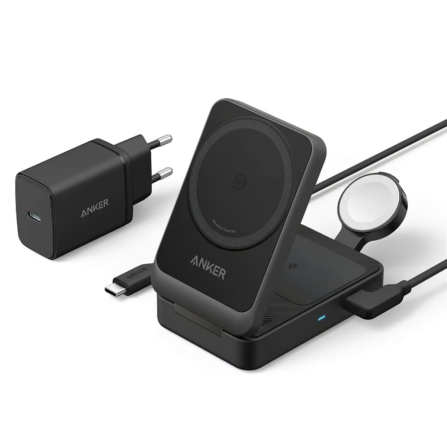 Φορτιστής Δικτύου Ασύρματος Anker MagGo 3σε1, 15W, 1.67A, Μαύρο, Ανακατασκευασμένος B2557311
