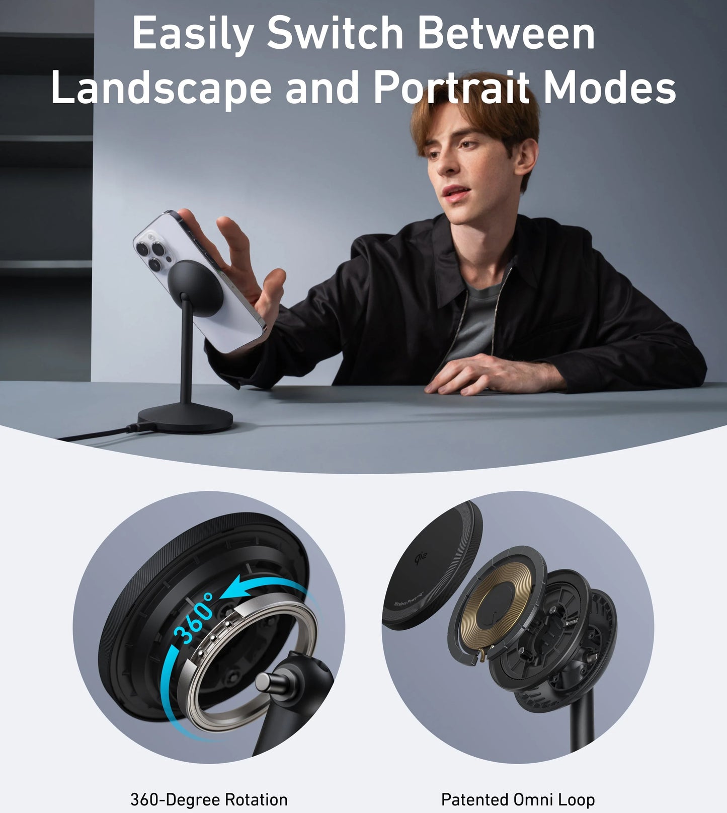 Φορτιστής Δικτύου Ασύρματος Anker MagGo Stand, 15W, 1.67A, Μαύρο A25X1H11